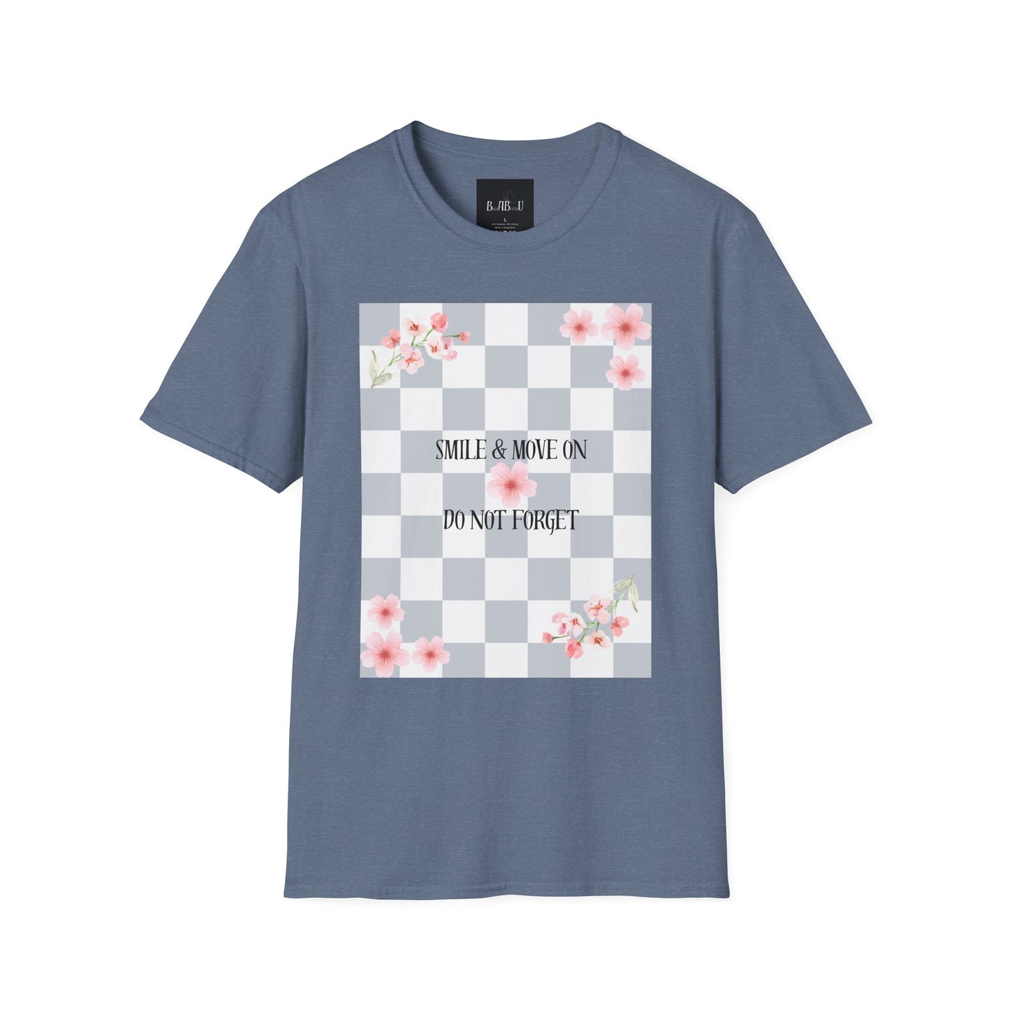 Inspirational Floral T-Shirt - "Smile & Move On" Design