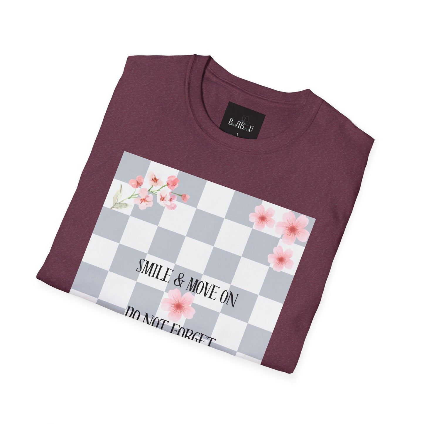 Inspirational Floral T-Shirt - "Smile & Move On" Design
