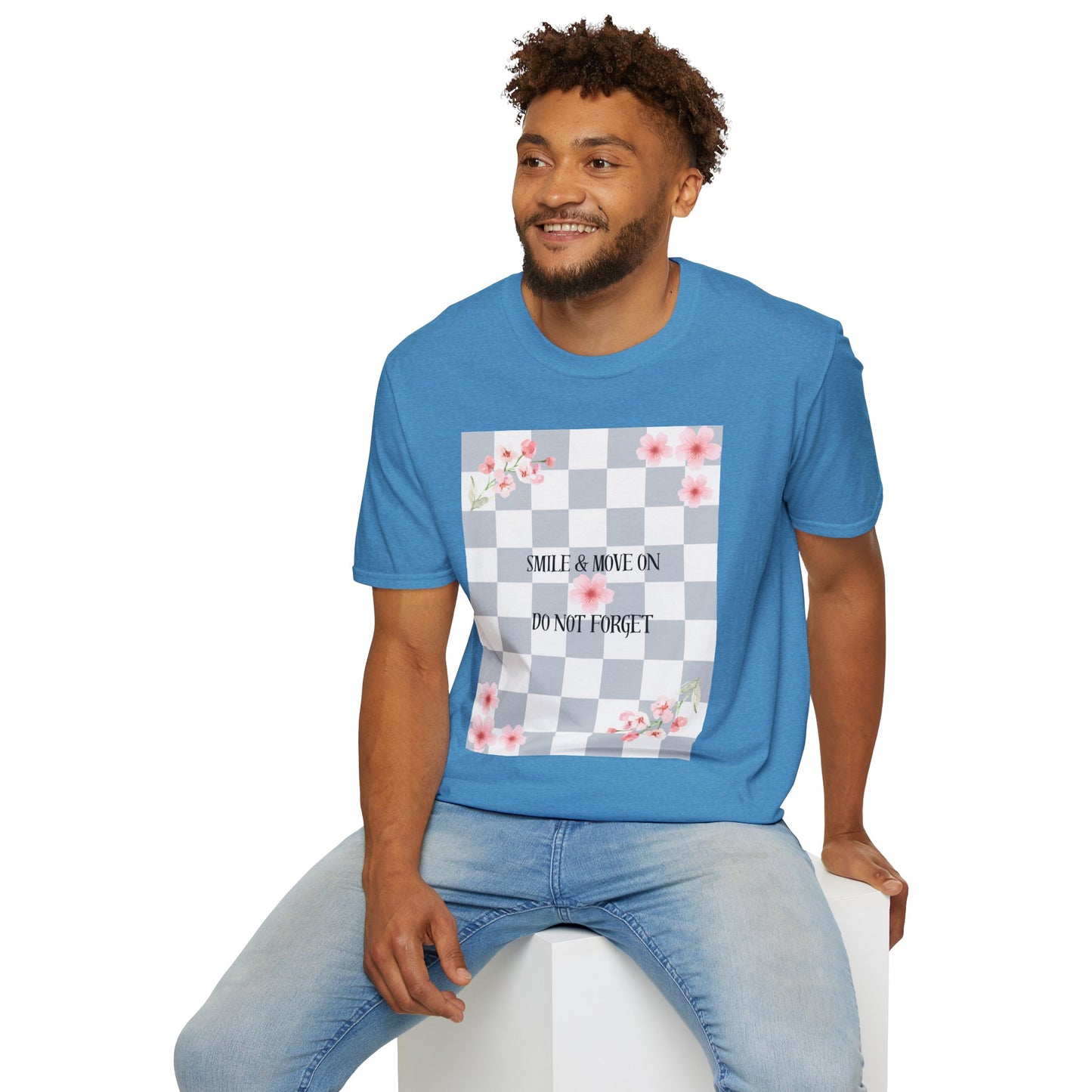 Inspirational Floral T-Shirt - "Smile & Move On" Design