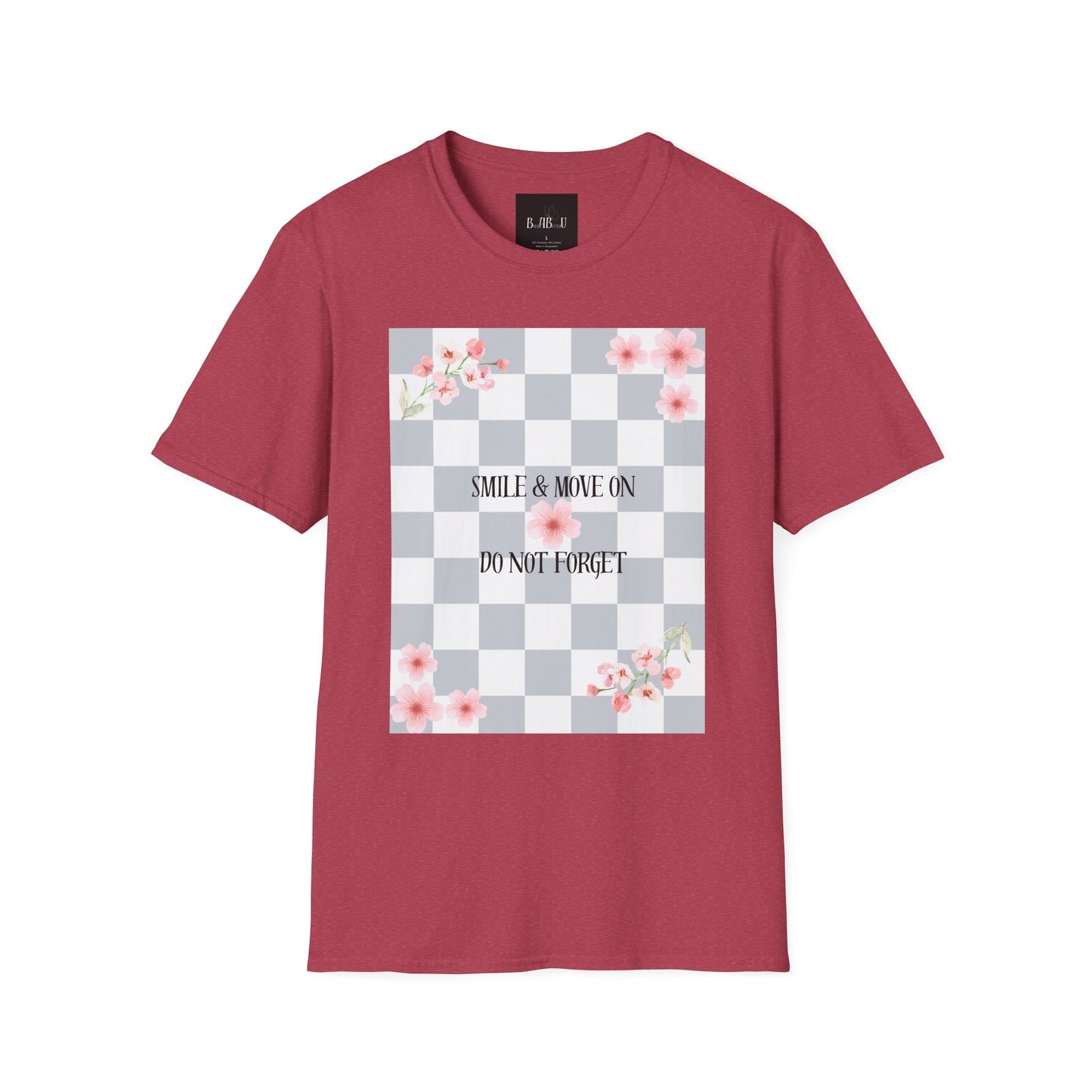 Inspirational Floral T-Shirt - "Smile & Move On" Design