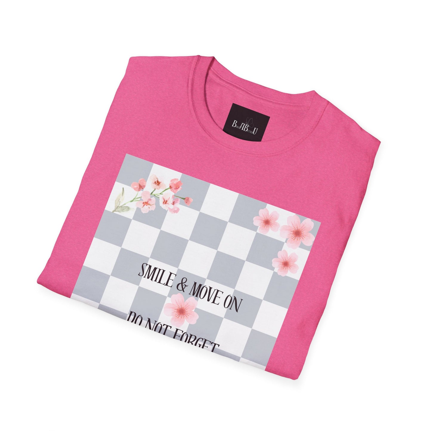 Inspirational Floral T-Shirt - "Smile & Move On" Design
