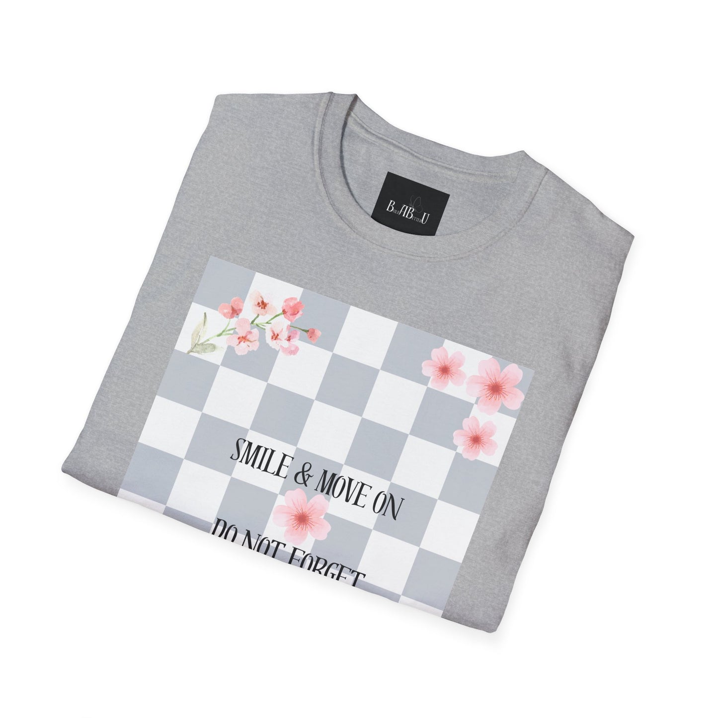 Inspirational Floral T-Shirt - "Smile & Move On" Design
