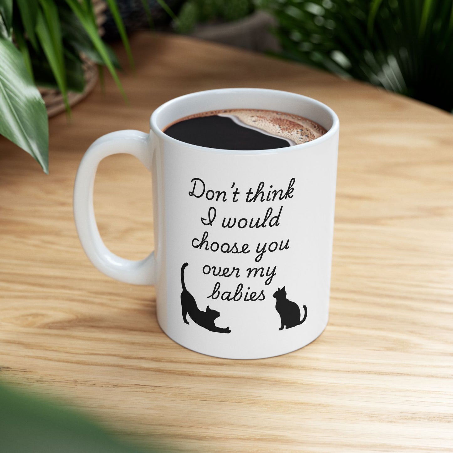 Cute Cat Lover Ceramic Mug - ‘Think Like a Cat’ Coffee Cup (11oz/15oz)