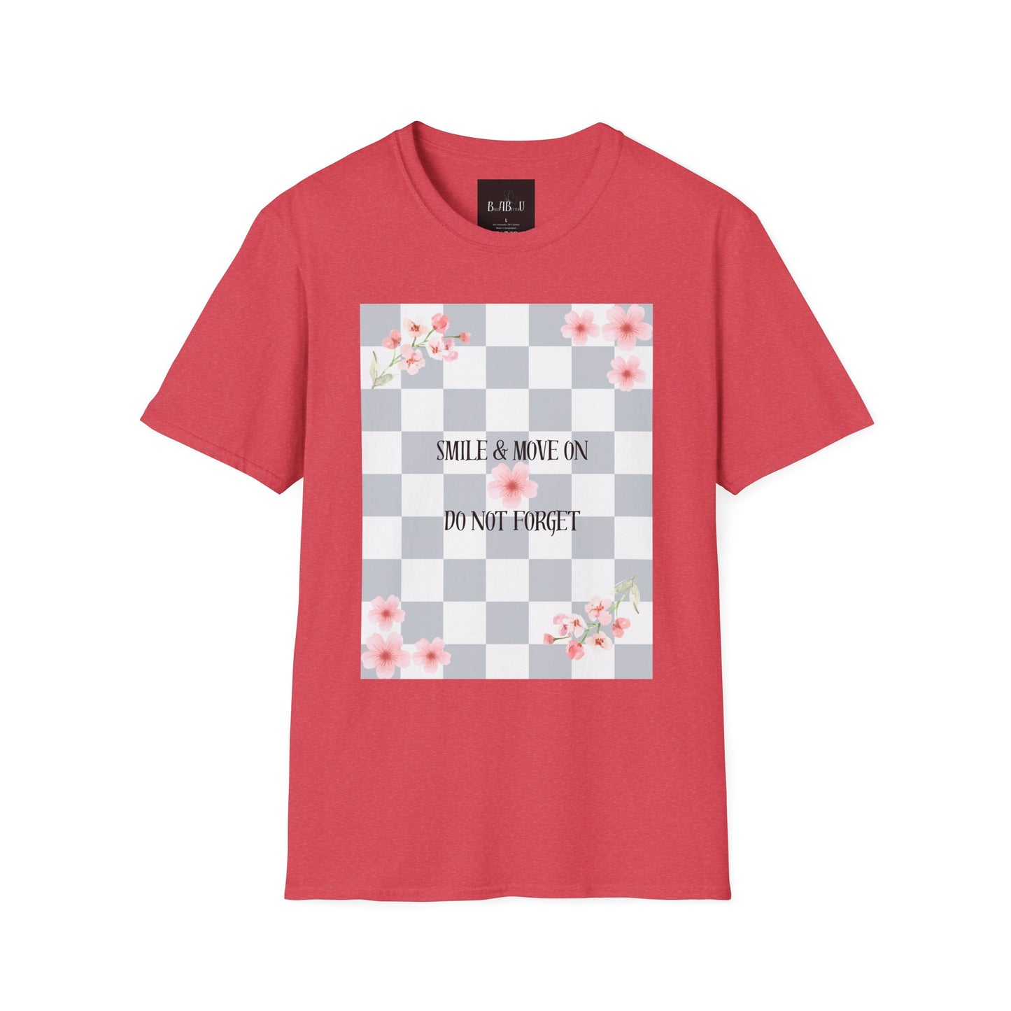 Inspirational Floral T-Shirt - "Smile & Move On" Design