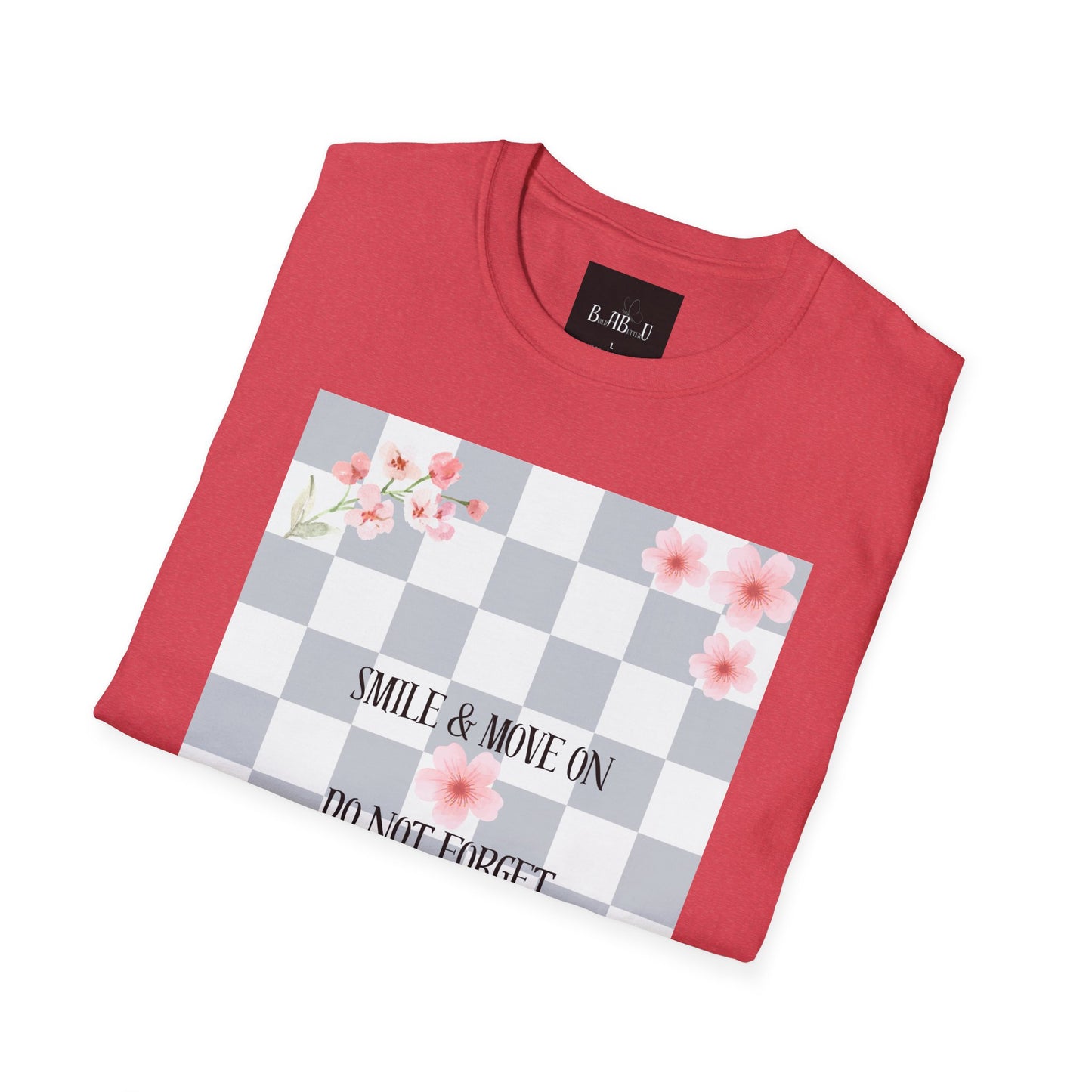 Inspirational Floral T-Shirt - "Smile & Move On" Design