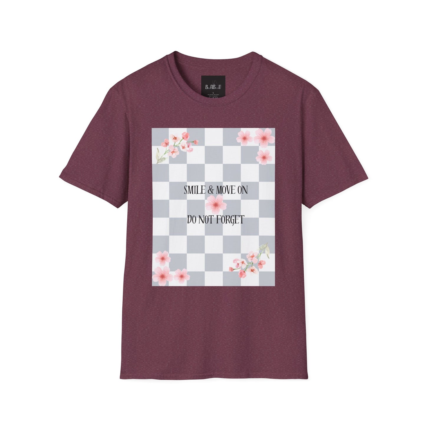 Inspirational Floral T-Shirt - "Smile & Move On" Design