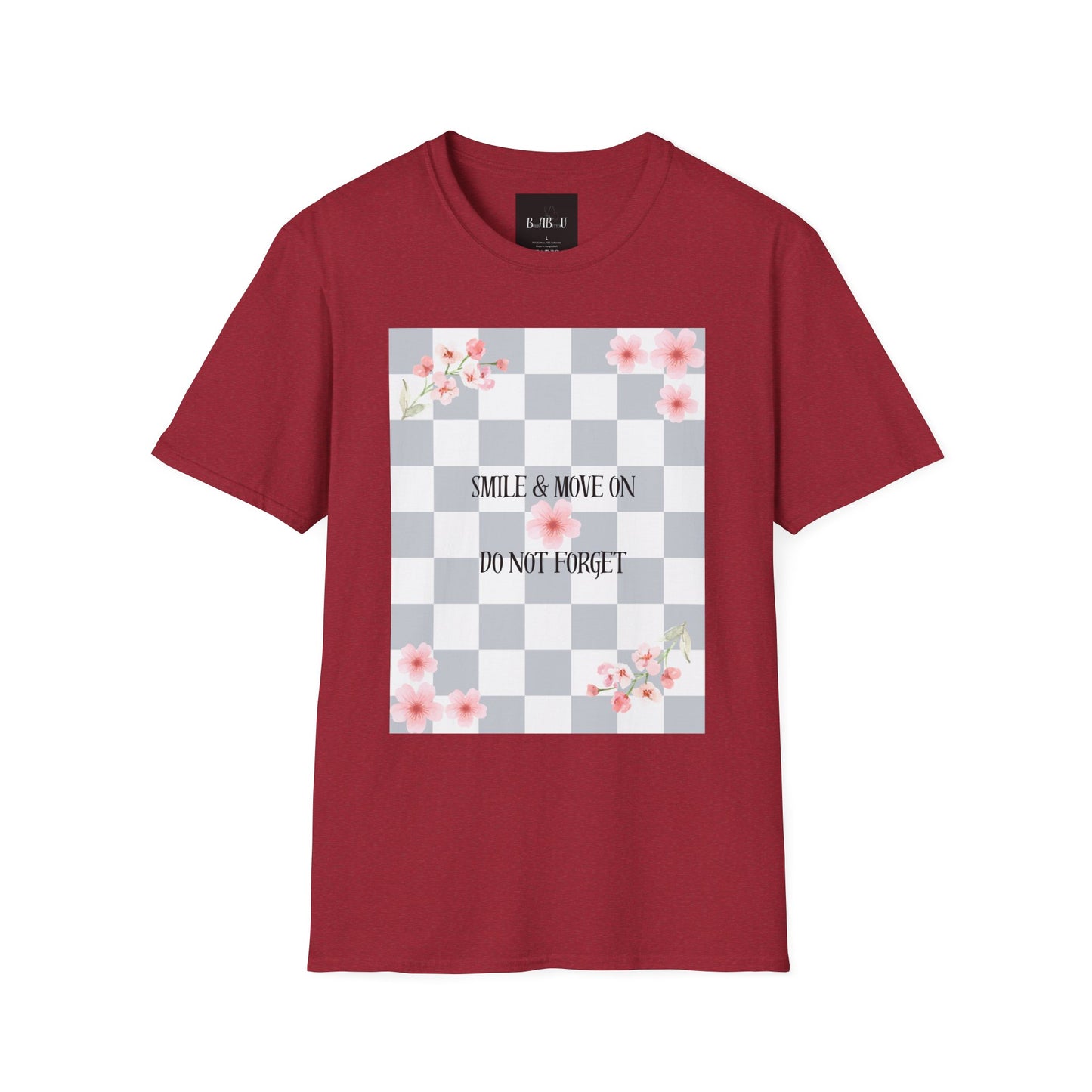 Inspirational Floral T-Shirt - "Smile & Move On" Design