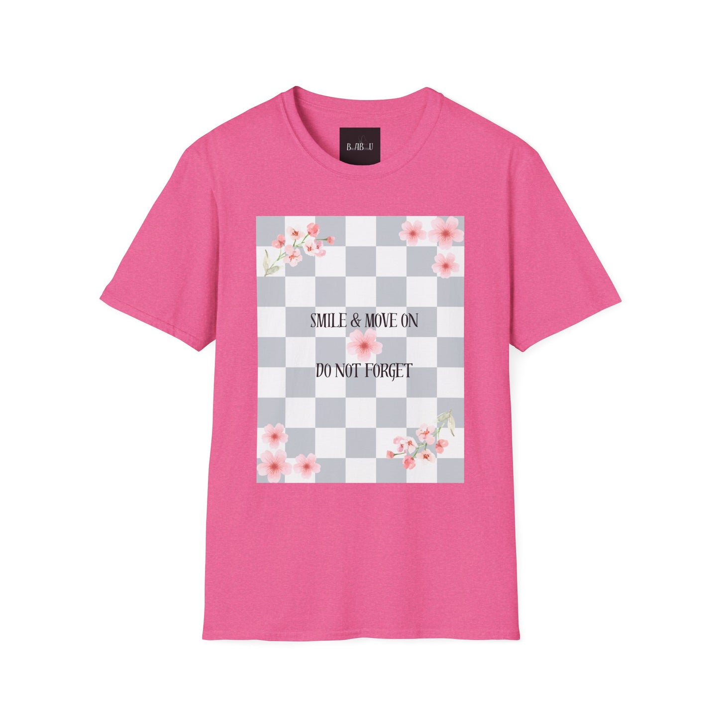 Inspirational Floral T-Shirt - "Smile & Move On" Design