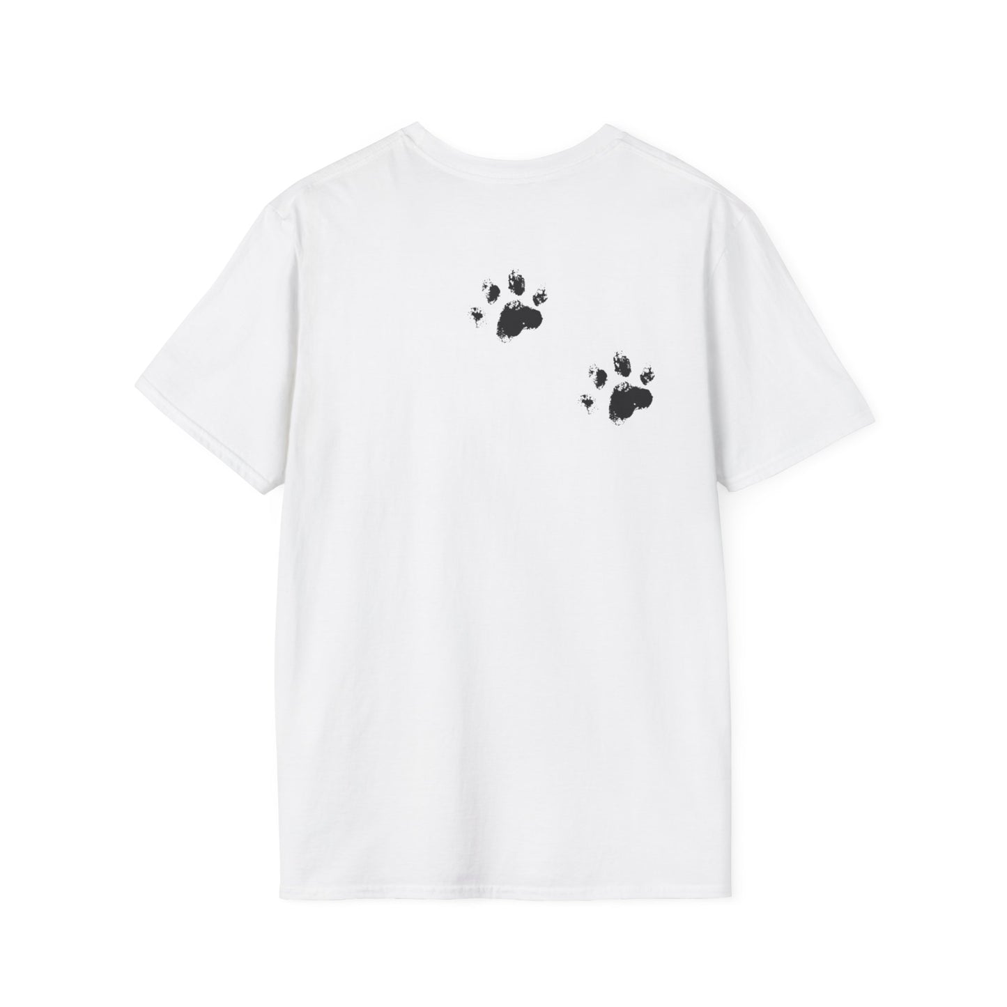 Softstyle Paw Print T-Shirt - "Tracks in Your Yard, Heart as Well" - Perfect for Pet Lovers