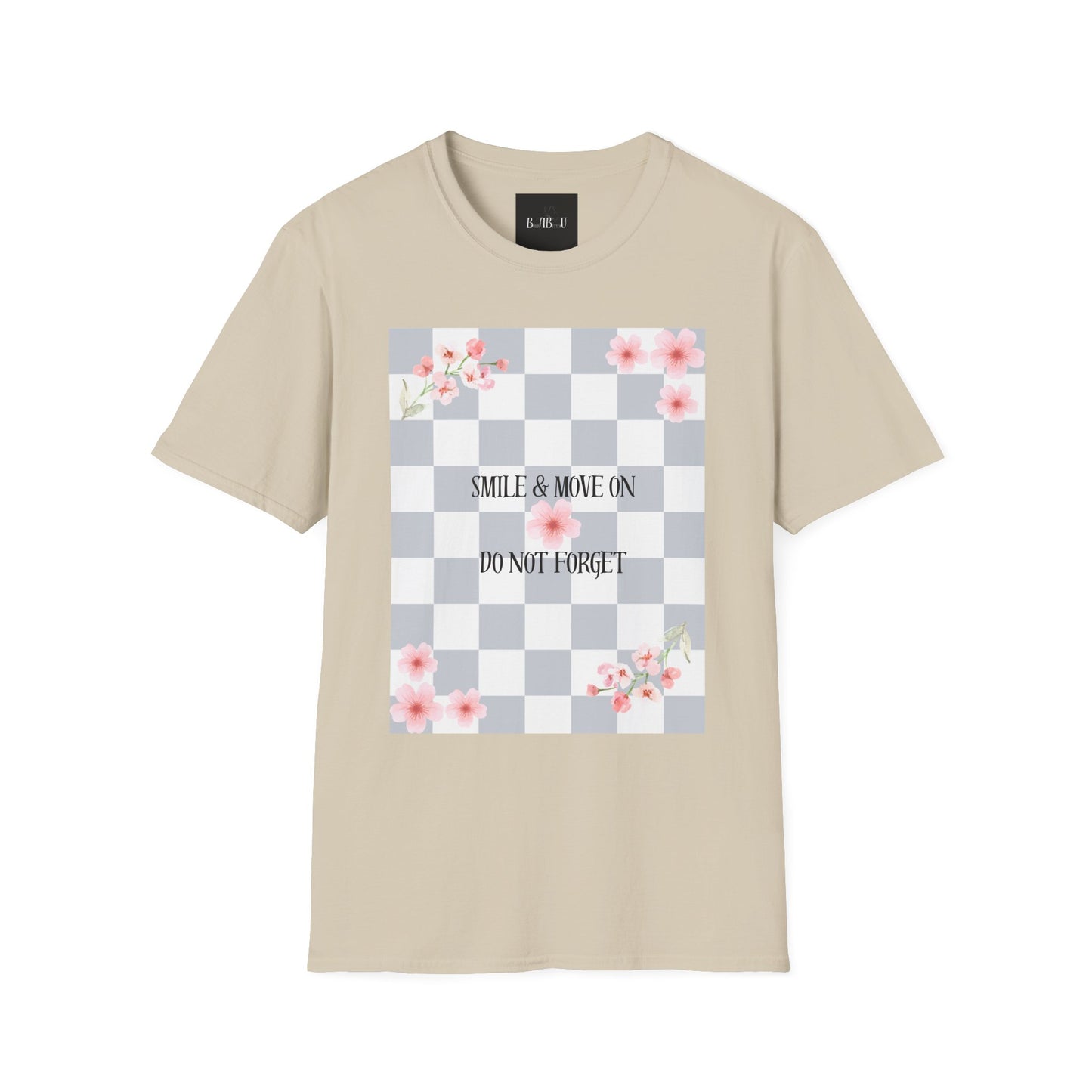 Inspirational Floral T-Shirt - "Smile & Move On" Design
