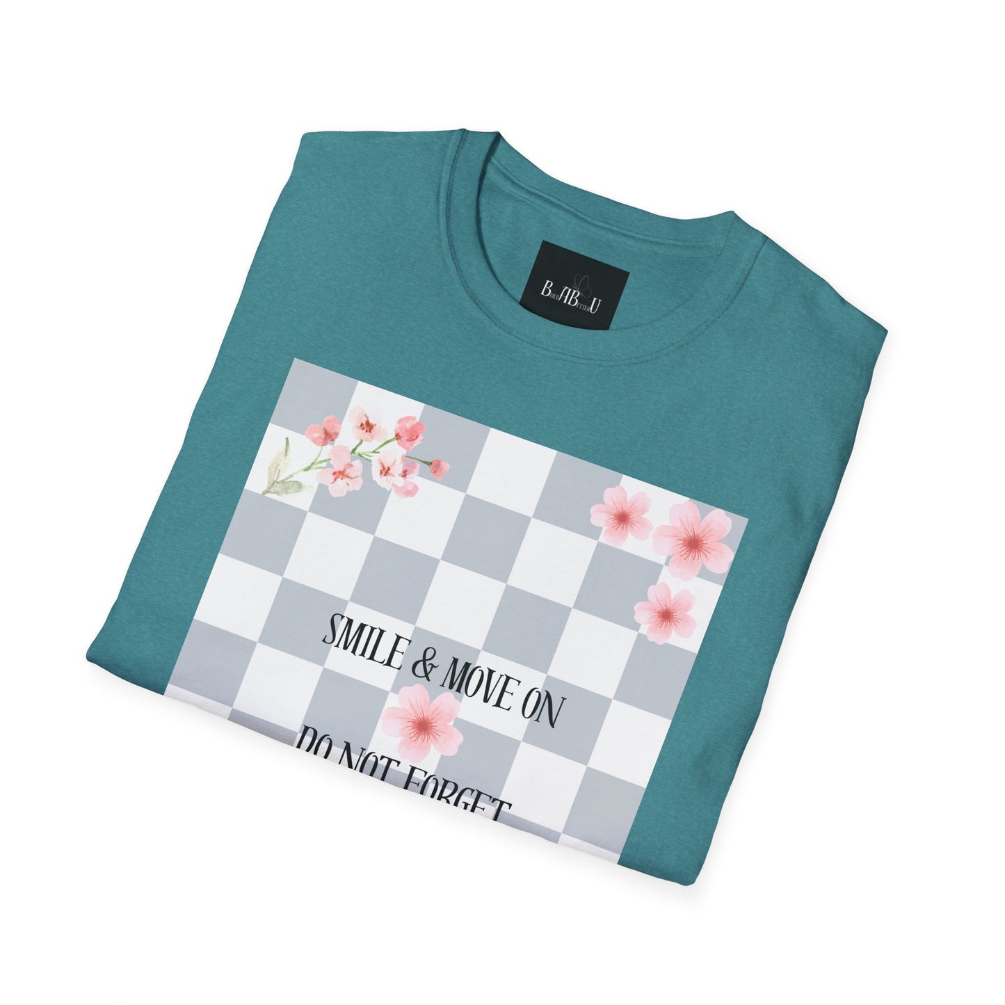 Inspirational Floral T-Shirt - "Smile & Move On" Design