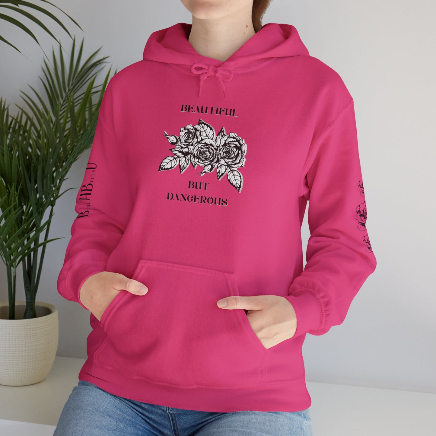 "Beautiful but Dangerous" Rose Floral Hoodie - Unisex Heavy Blend™