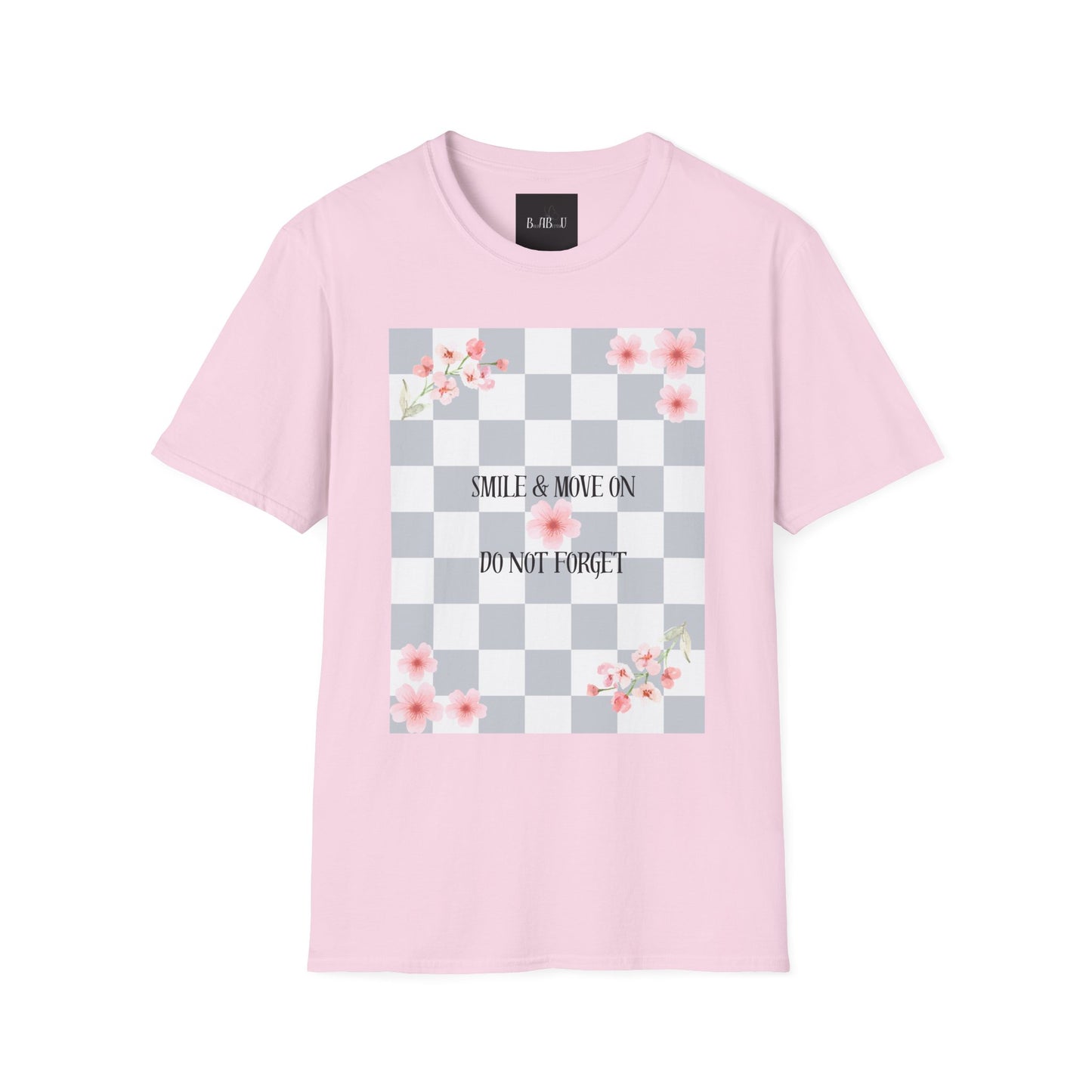 Inspirational Floral T-Shirt - "Smile & Move On" Design
