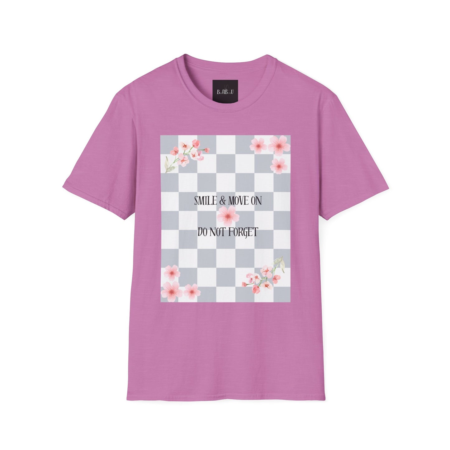 Inspirational Floral T-Shirt - "Smile & Move On" Design
