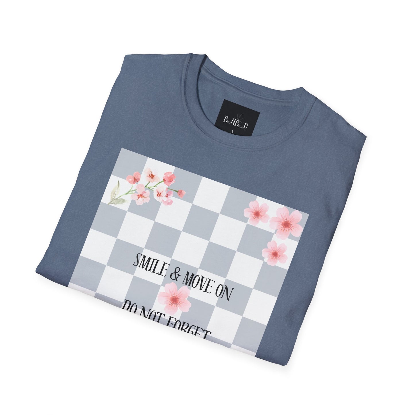 Inspirational Floral T-Shirt - "Smile & Move On" Design
