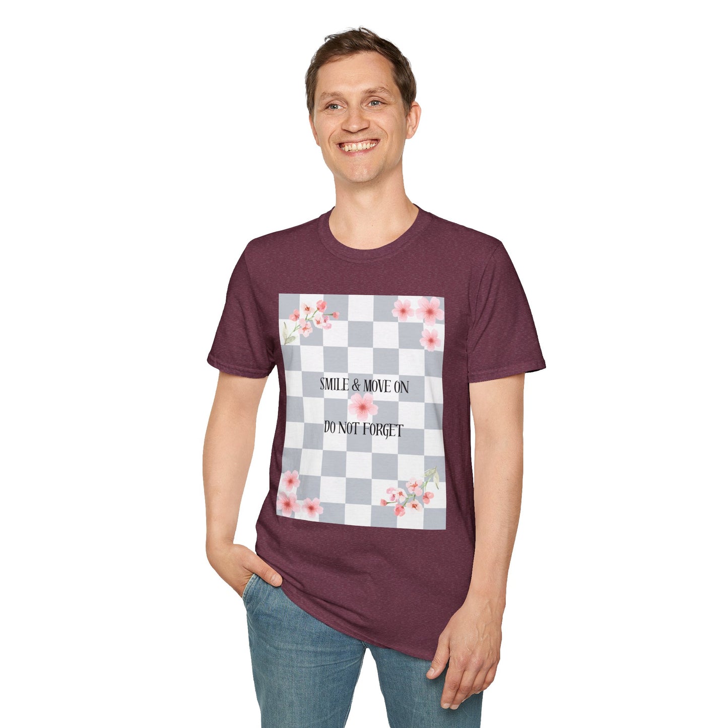 Inspirational Floral T-Shirt - "Smile & Move On" Design