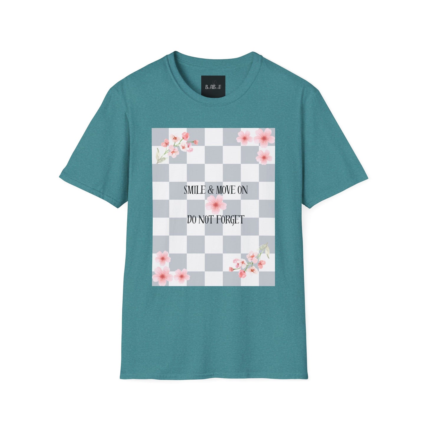 Inspirational Floral T-Shirt - "Smile & Move On" Design
