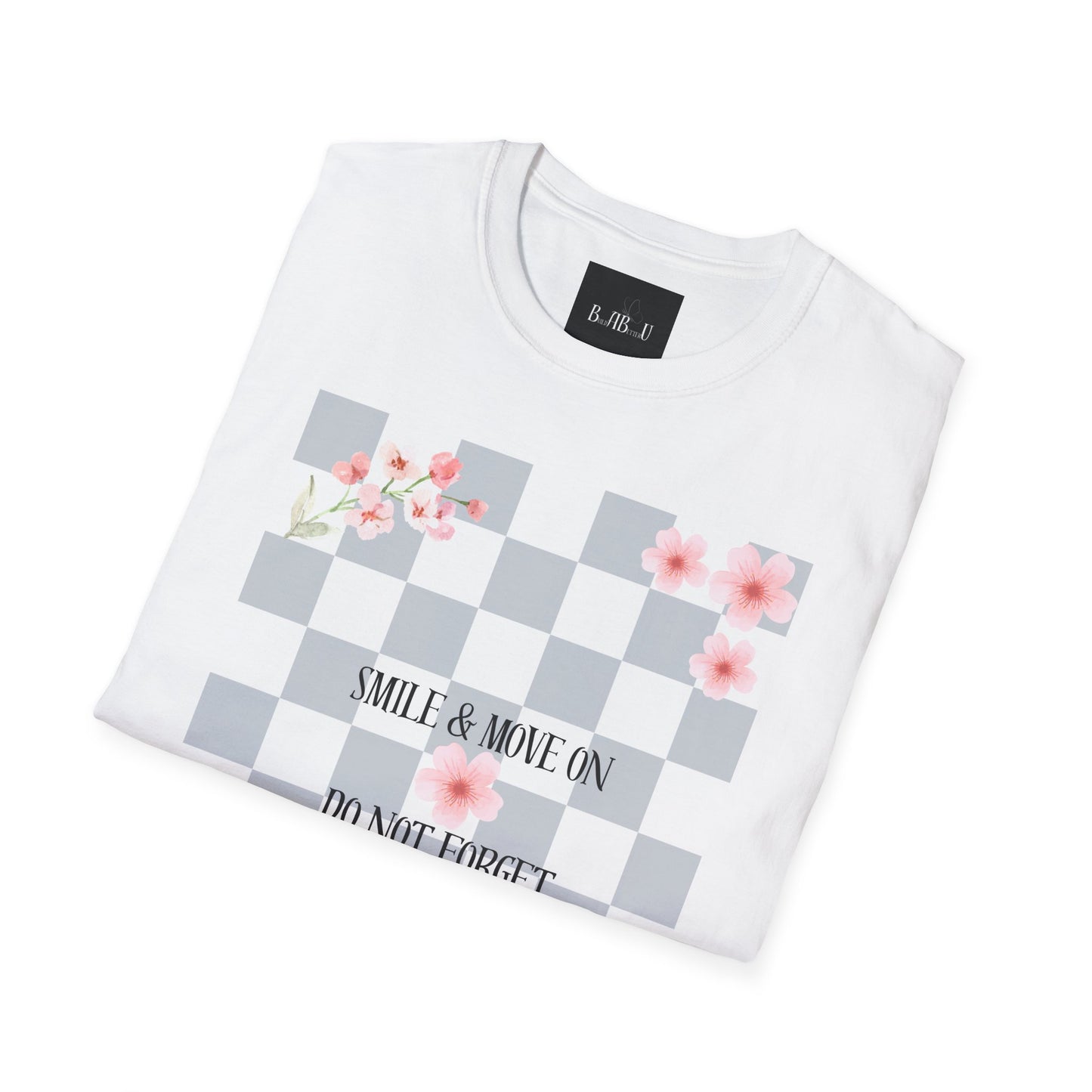 Inspirational Floral T-Shirt - "Smile & Move On" Design