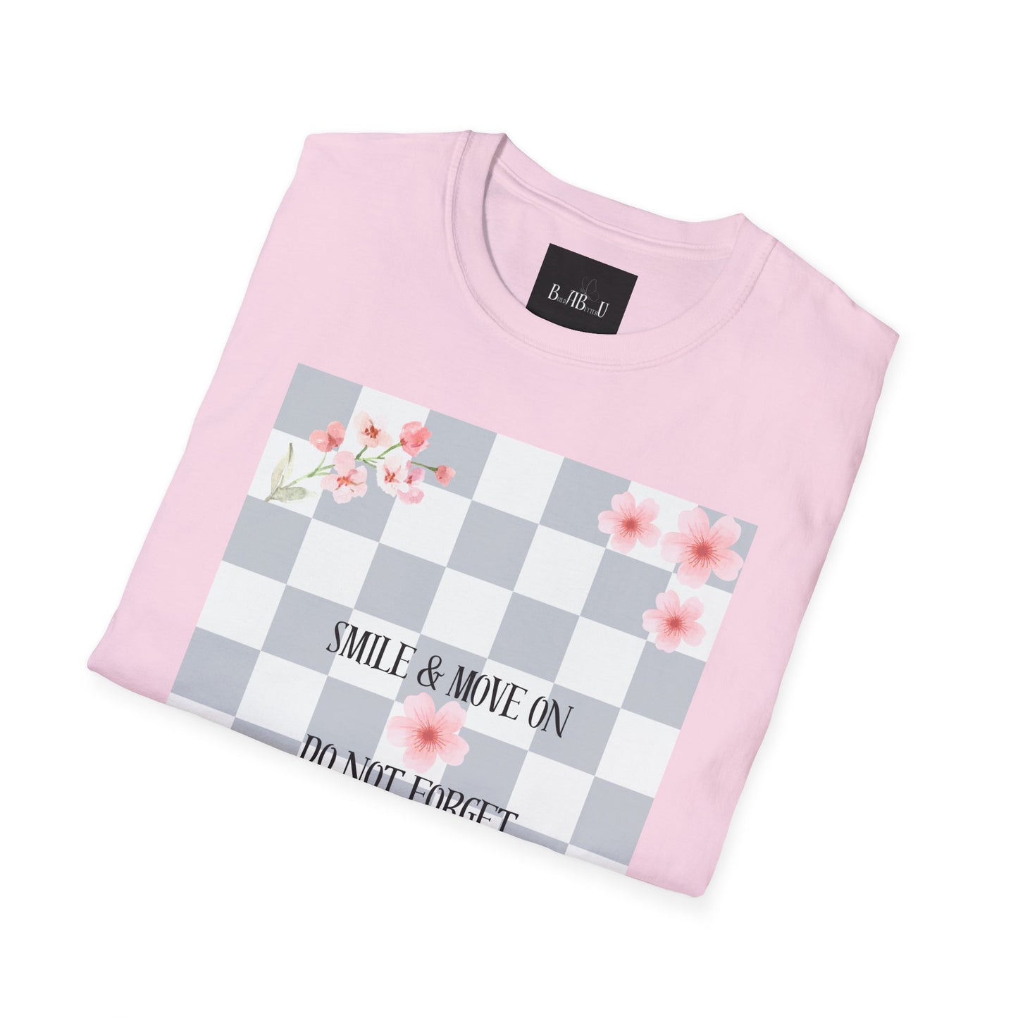 Inspirational Floral T-Shirt - "Smile & Move On" Design