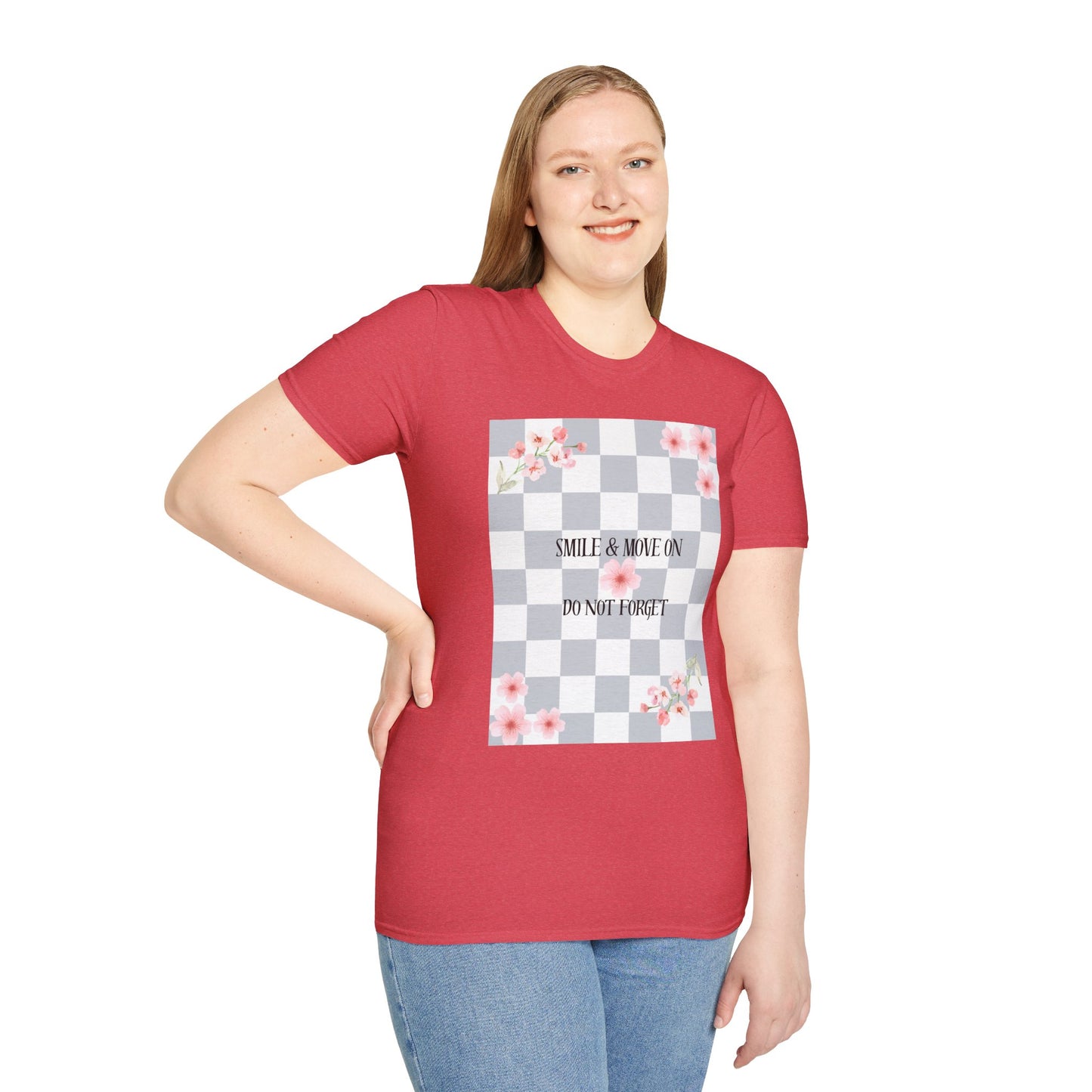 Inspirational Floral T-Shirt - "Smile & Move On" Design