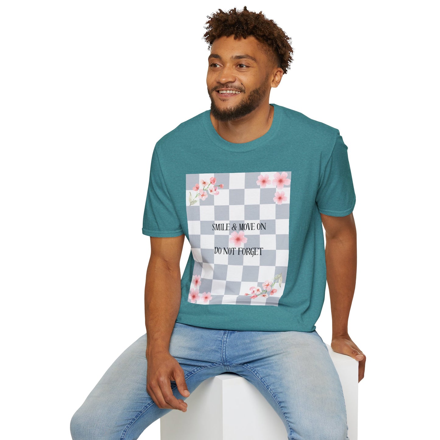 Inspirational Floral T-Shirt - "Smile & Move On" Design