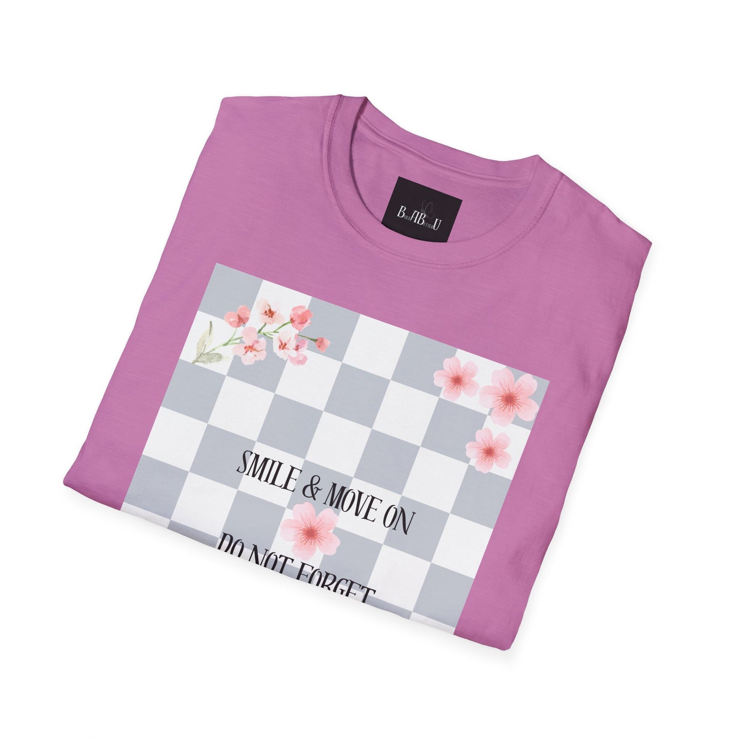 Inspirational Floral T-Shirt - "Smile & Move On" Design
