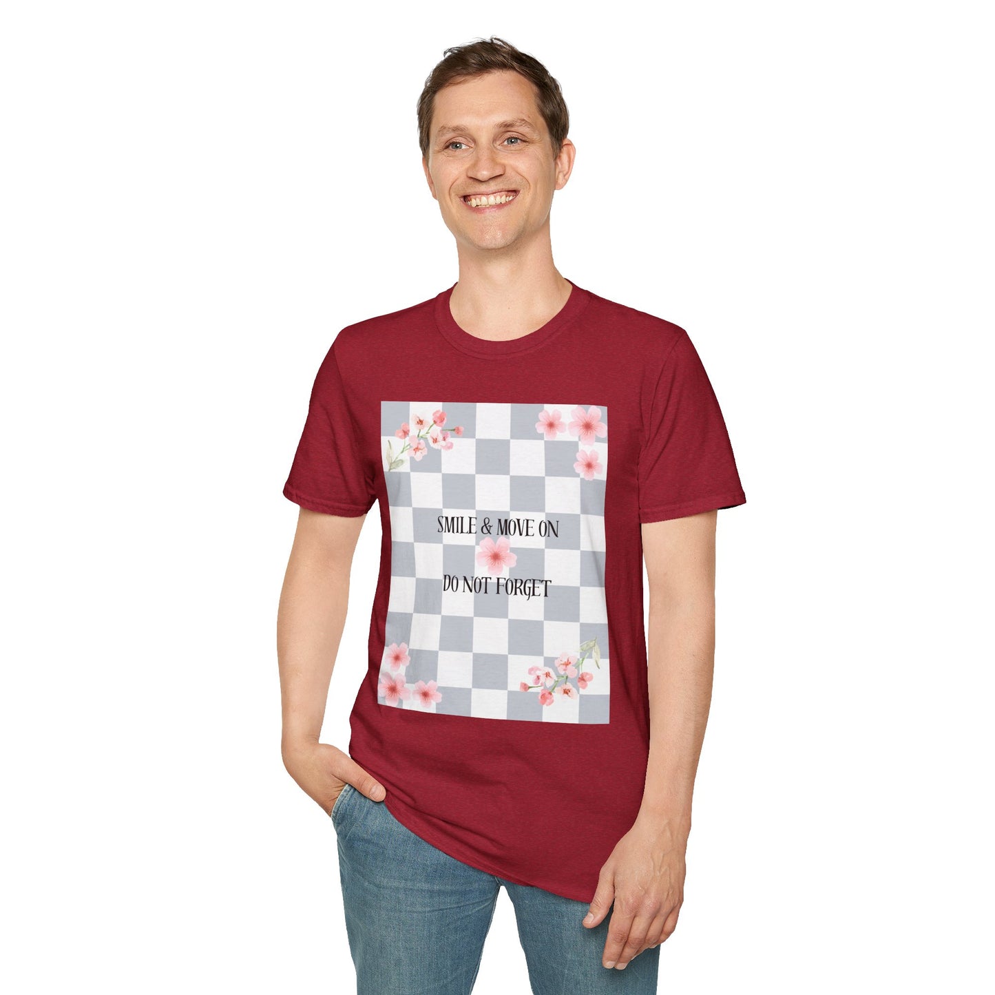 Inspirational Floral T-Shirt - "Smile & Move On" Design