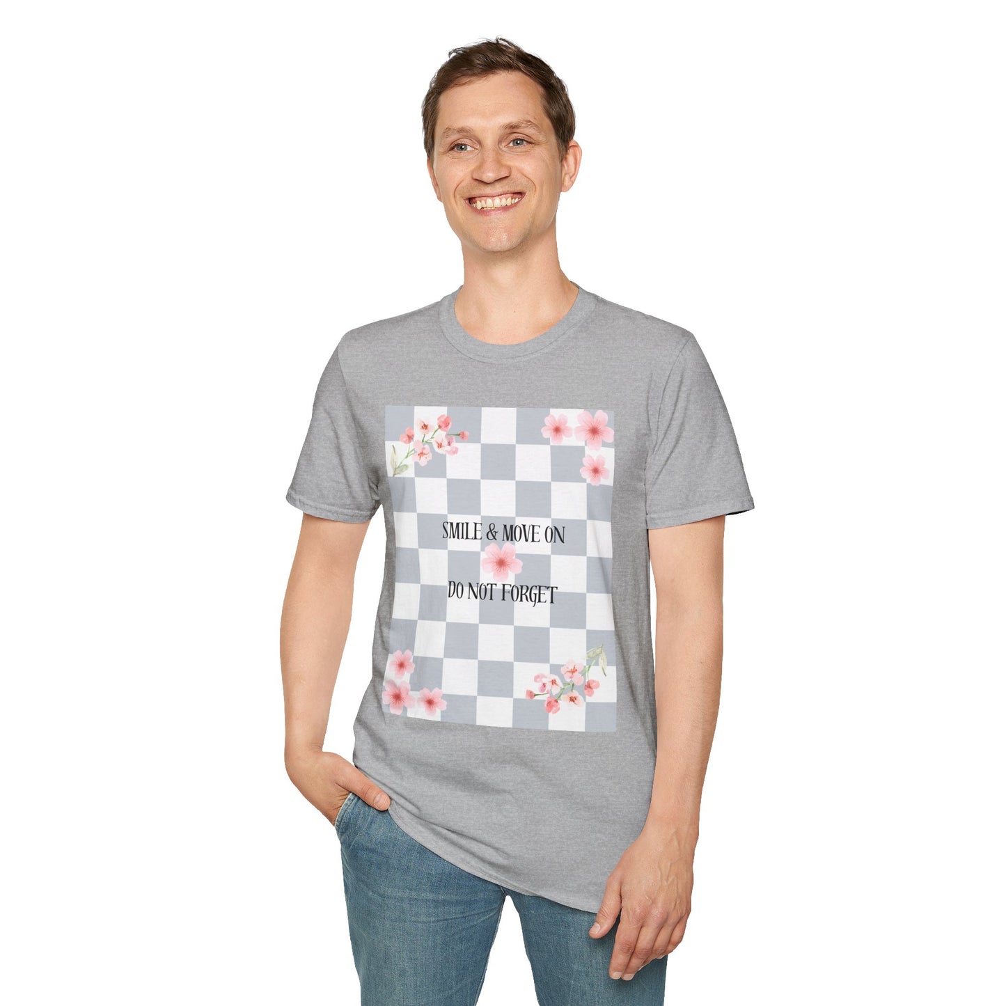 Inspirational Floral T-Shirt - "Smile & Move On" Design