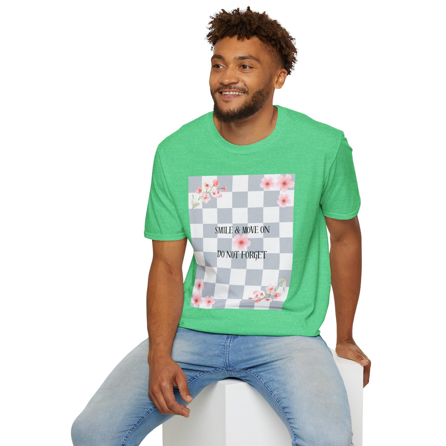 Inspirational Floral T-Shirt - "Smile & Move On" Design