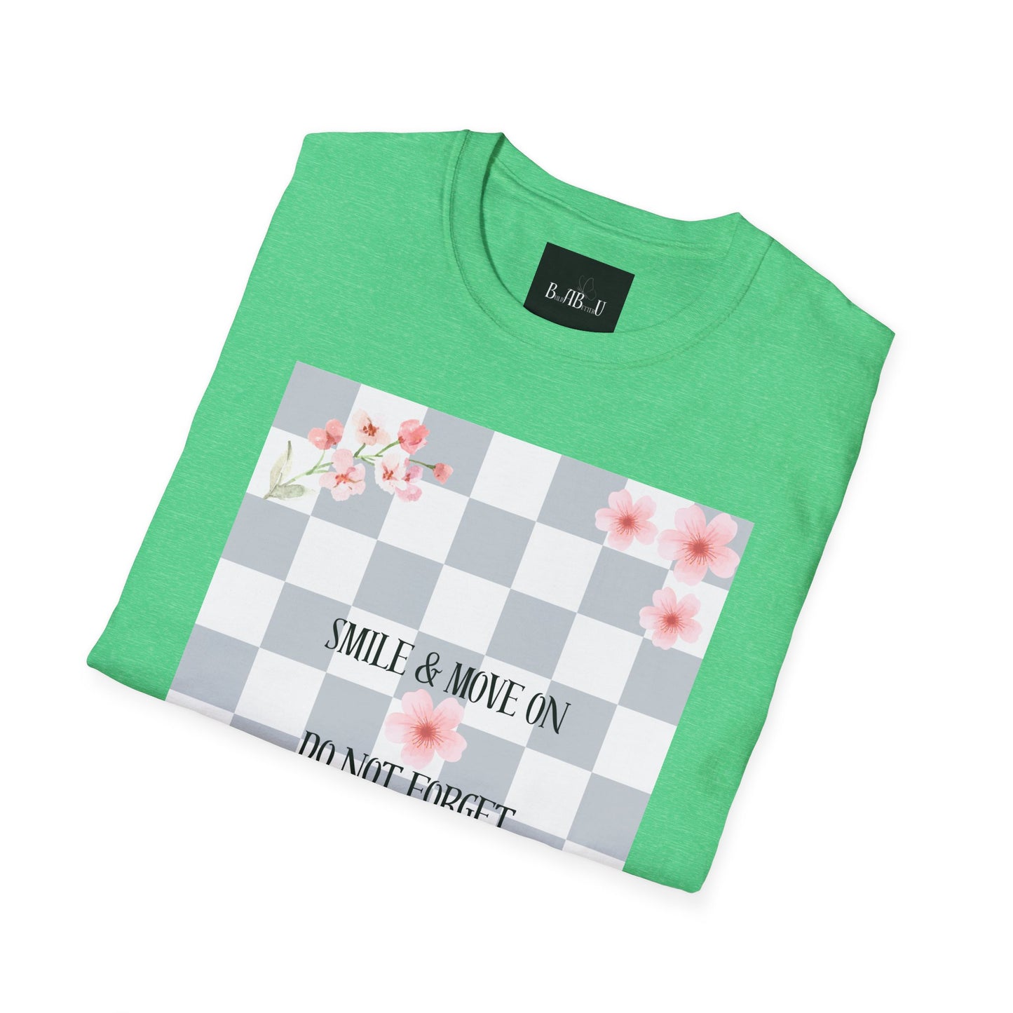 Inspirational Floral T-Shirt - "Smile & Move On" Design