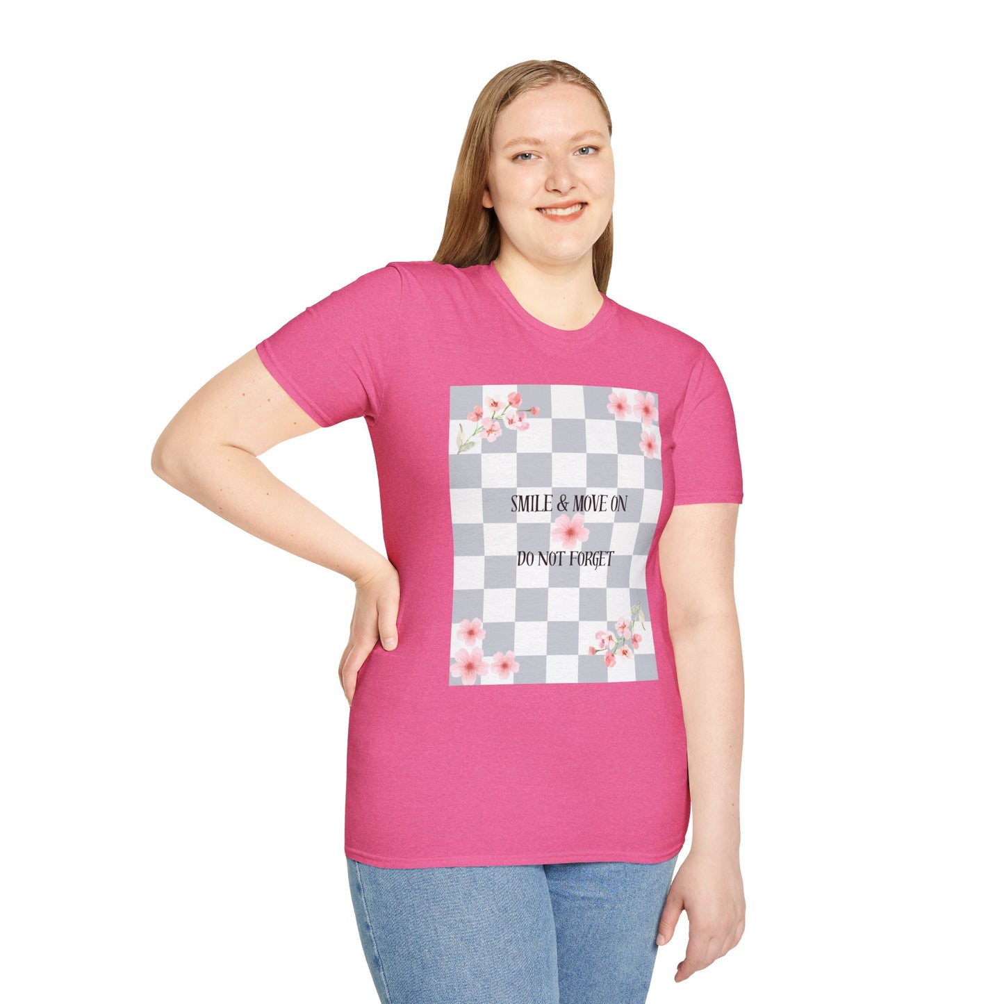 Inspirational Floral T-Shirt - "Smile & Move On" Design