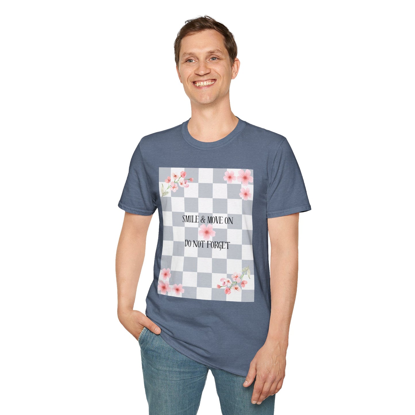 Inspirational Floral T-Shirt - "Smile & Move On" Design