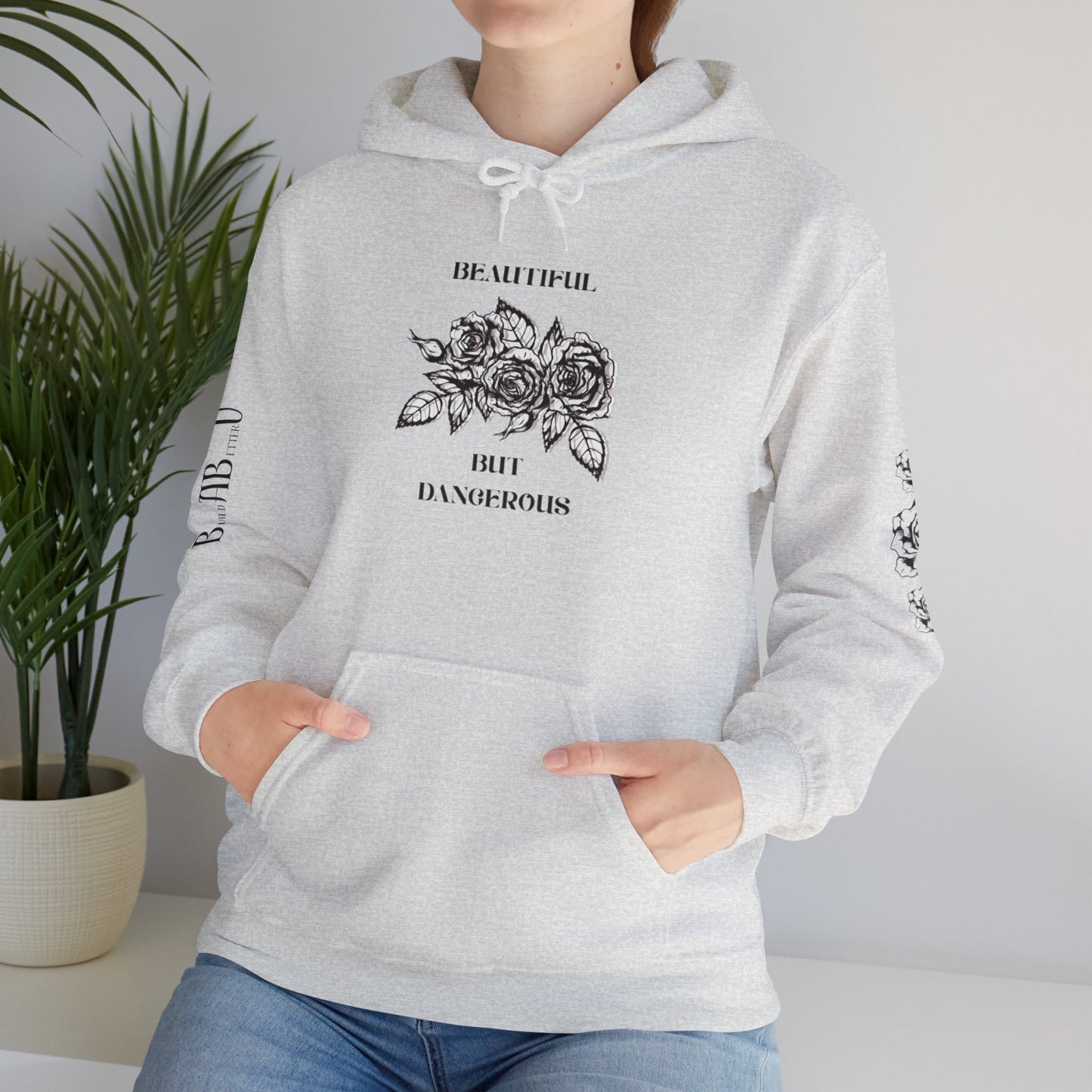 "Beautiful but Dangerous" Rose Floral Hoodie - Unisex Heavy Blend™