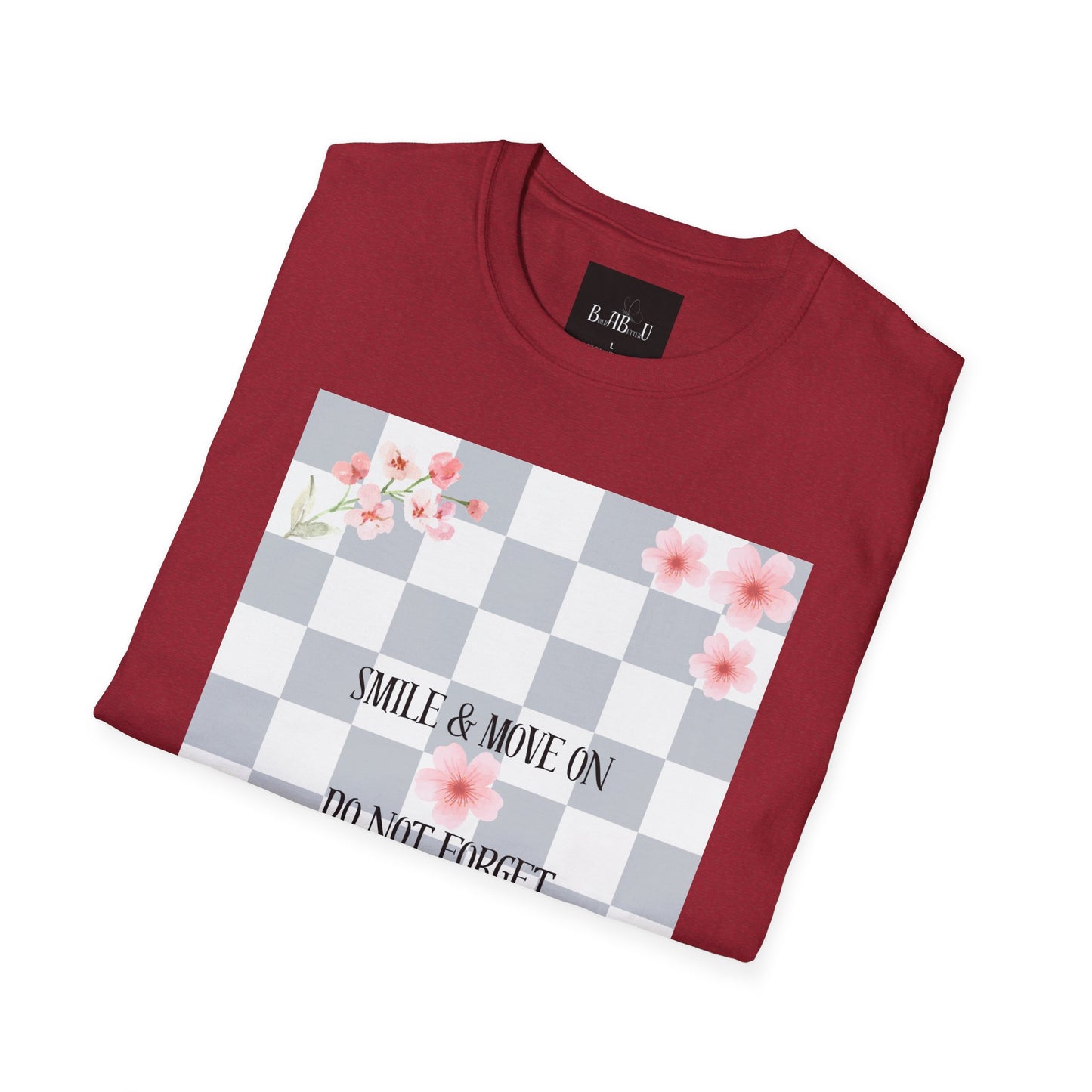 Inspirational Floral T-Shirt - "Smile & Move On" Design