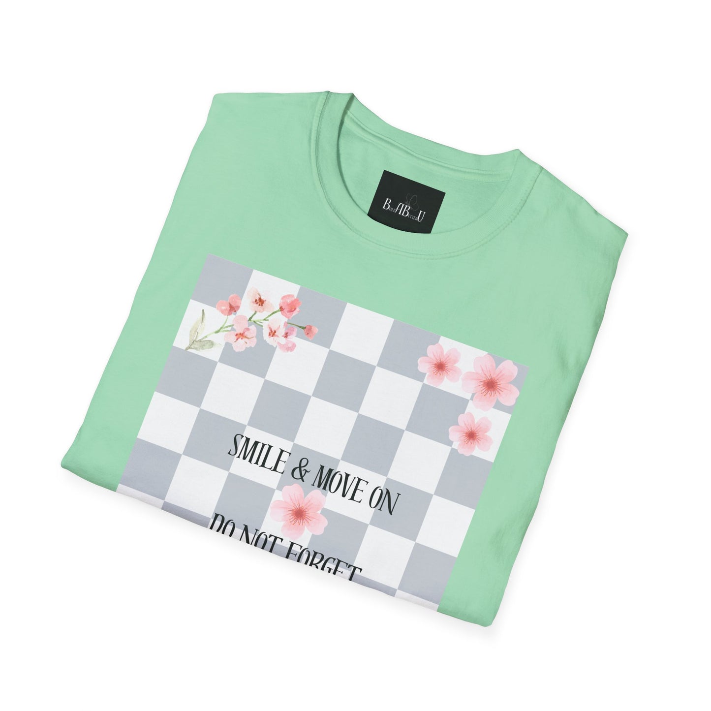 Inspirational Floral T-Shirt - "Smile & Move On" Design