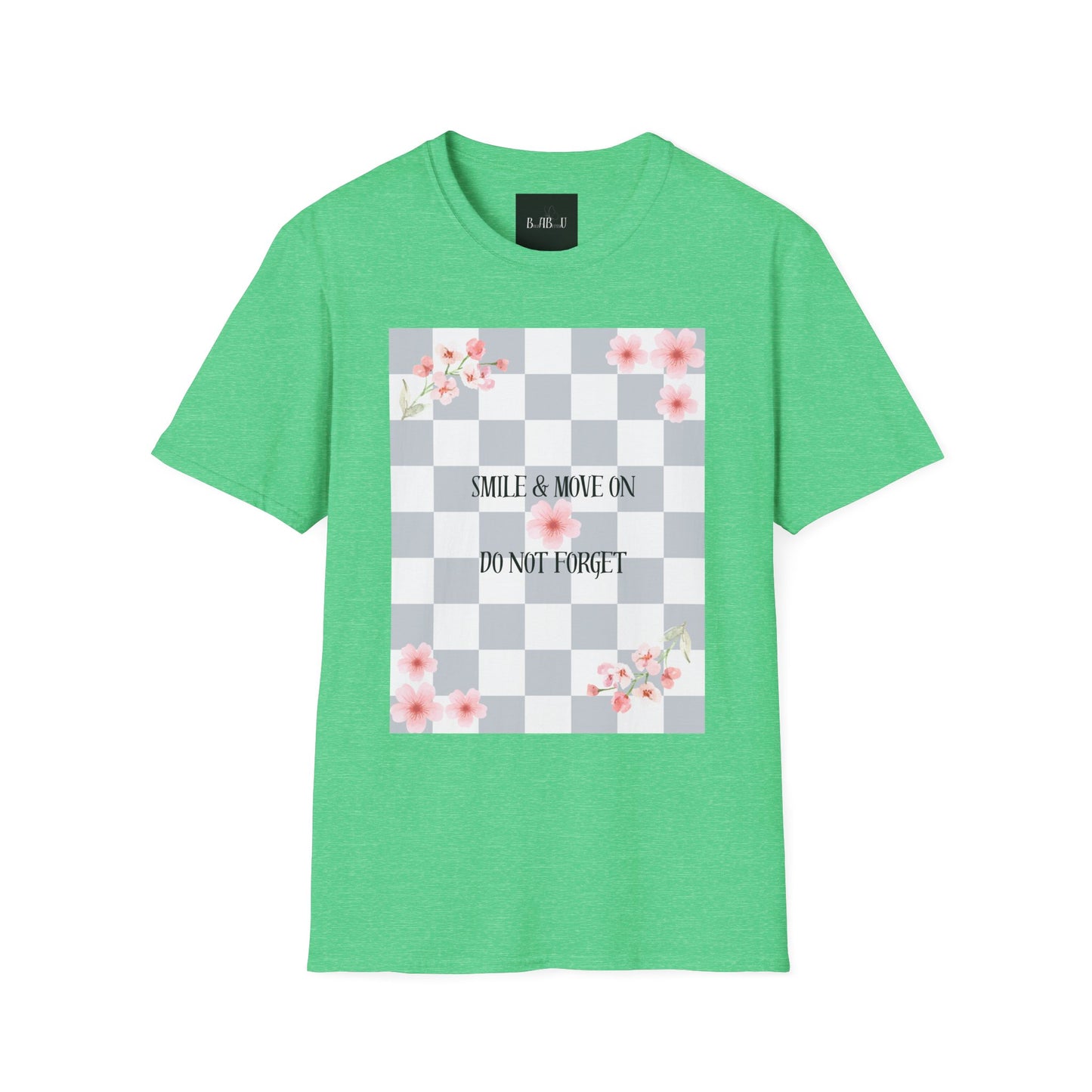Inspirational Floral T-Shirt - "Smile & Move On" Design
