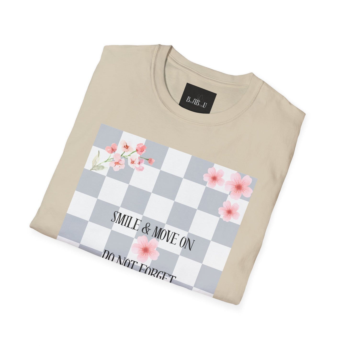 Inspirational Floral T-Shirt - "Smile & Move On" Design