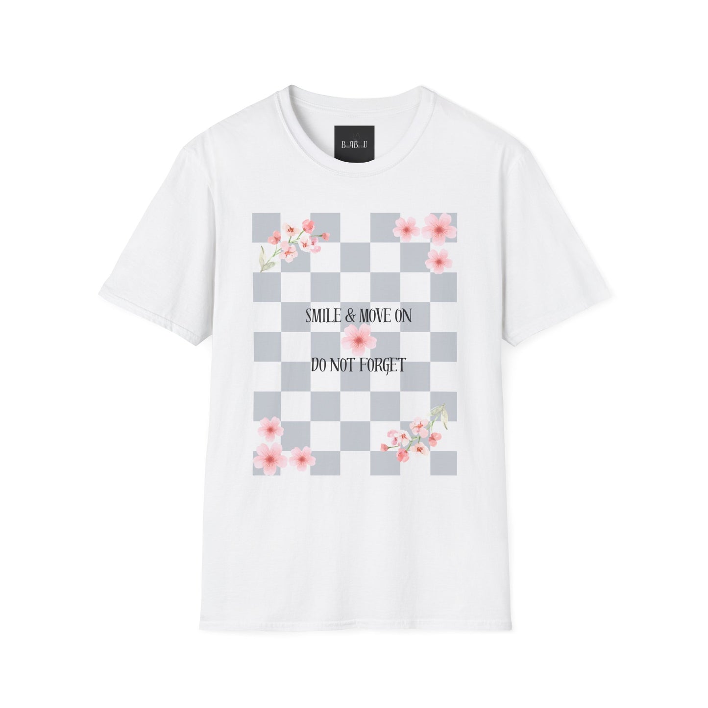 Inspirational Floral T-Shirt - "Smile & Move On" Design