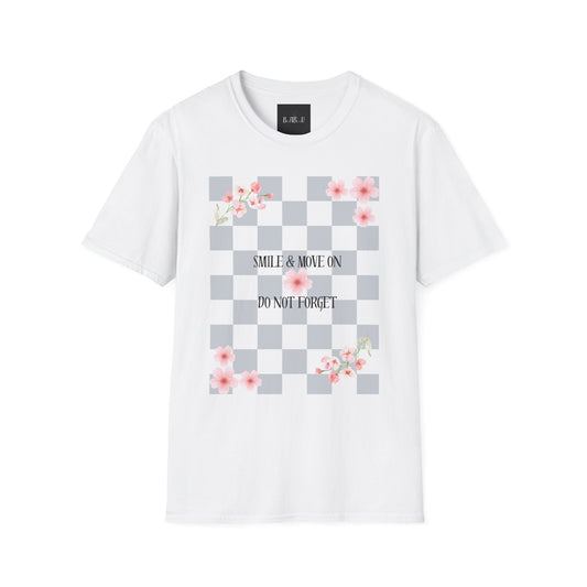 Inspirational Floral T-Shirt - "Smile & Move On" Design