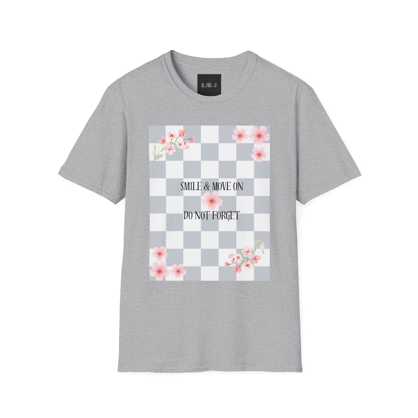Inspirational Floral T-Shirt - "Smile & Move On" Design