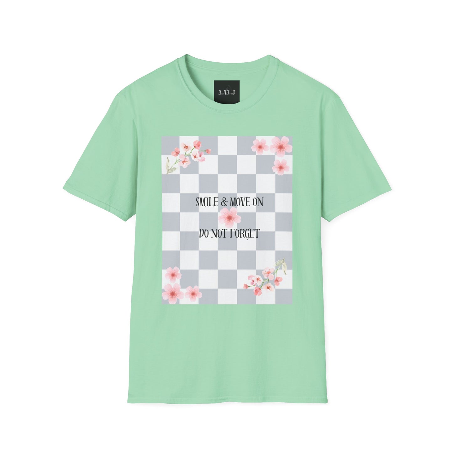 Inspirational Floral T-Shirt - "Smile & Move On" Design